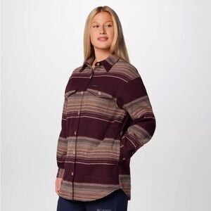 Striped Oversized Button-Down Shacket | Boho Layering Shirt Jacket